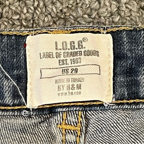 H&M LOGG Bootcut Jeans Womens Size 29 Blue Distressed Stretch Pockets - Picture 3 of 10